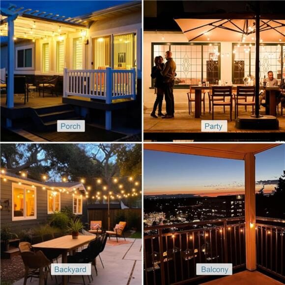 Led String Lights Outdoor 30ft Patio Lights Waterproof with 27 G40 Shatterproof - Picture 6 of 7